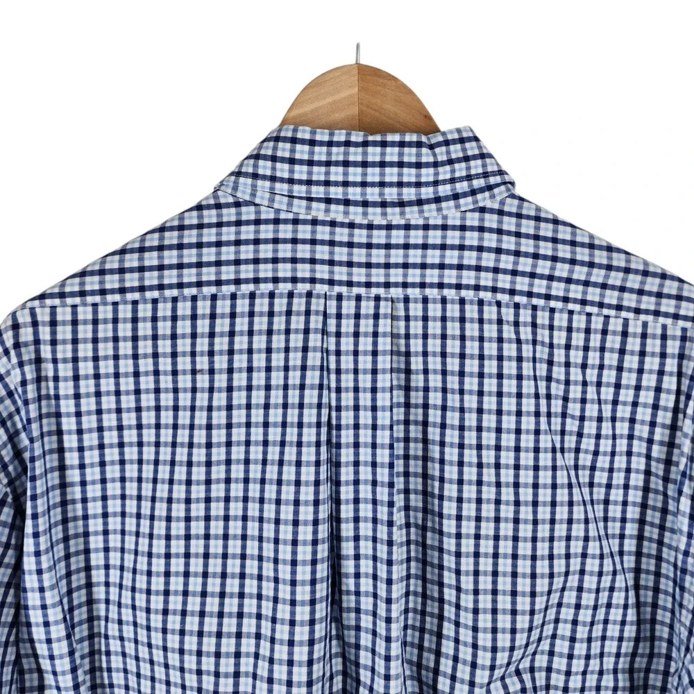 Brooks Brothers Button Down Shirt Mens XL Blue Gingham‎ Regent Polo Cotton